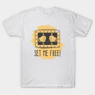 Hands in Cuffs Holds Prison Bars Emblem T-Shirt